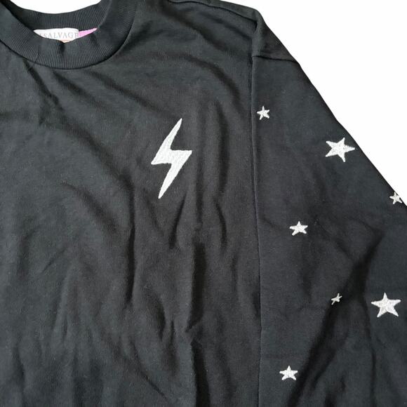 P.J. Salvage Women's Daily Doodle Pajama Top XS Black Embroidered Stars NWT - Picture 4 of 9